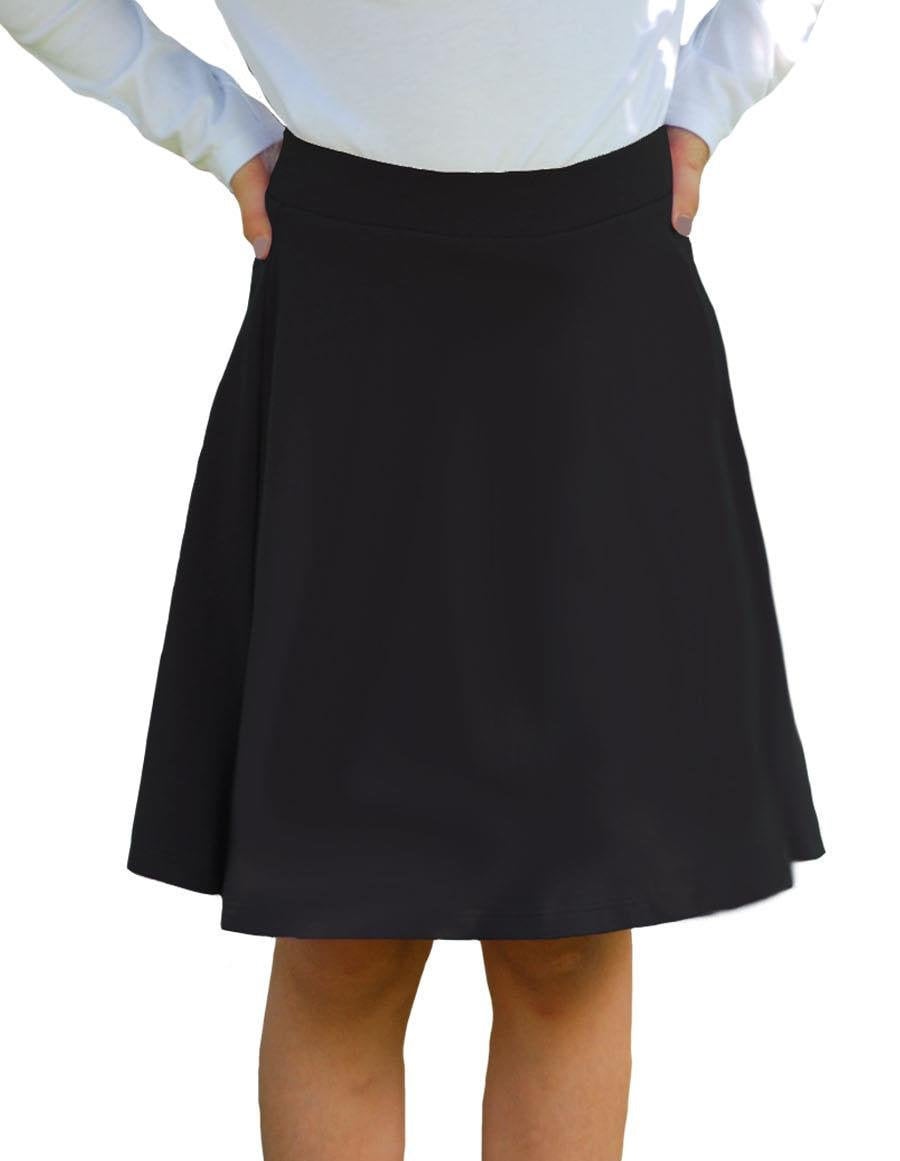 Girls knee clearance length black skirt