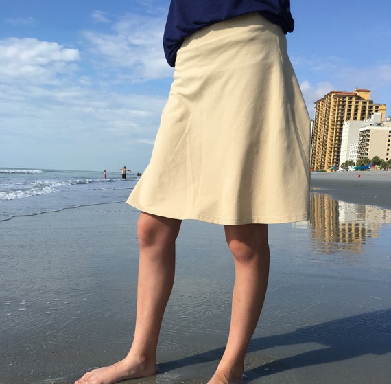 Skirt with Shorts Built-in Girls Modest Knee Length A-line Cotton Skort 