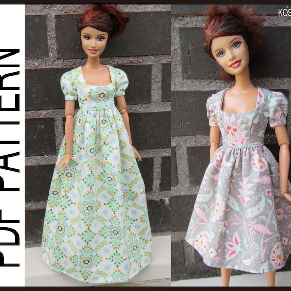 PDF pattern to make the models of dresses in the photo, for 11.5 inches dolls. 1/6.