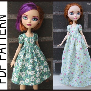 PDF-Schnittmuster, um die Modelle von Kleidern auf dem Foto zu machen, für Ever After High Größe.