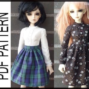 PDF pattern to make a dress for Minifee dolls. A line, small bust.
