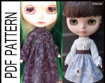 PDF pattern to make a dress for Blythe dolls.