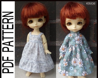 PDF pattern to make 2 models of dresses for Lati yellow size, also suits in Pukifee dolls.