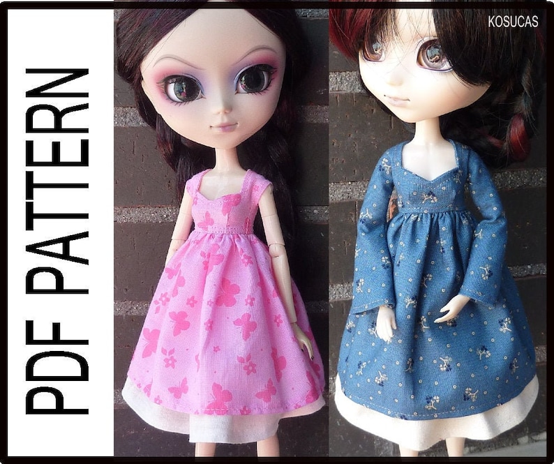 Pullip Pattern PDF pattern to make a dress for Pullip size body 4. | Etsy