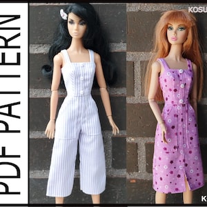 PDF dolls clothing patterns for Poppy Parker and similar size 11.5 inch dolls.