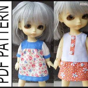 PDF patterns to make 2 models of dresses for Lati yellow size, also suits in Pukifee dolls.