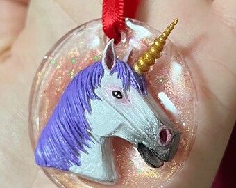 Unicorn Ornament, Polymer Clay HANDMADE