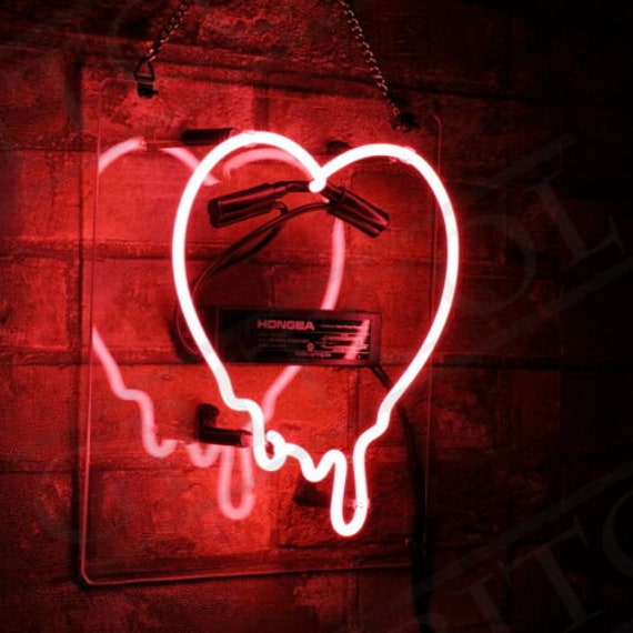 Neon Dripping Heart | Etsy