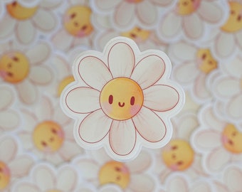 Smiley Daisy Sticker Set of 3   - Waterproof Stickers - Laptop Sticker  - Sticker for Water Bottles - Smiley Sticker