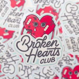 Broken Hearts Club: Niedlicher herzförmiger Aufkleber für emotionalen Ausdruck - Wasserfester Aufkleber für Wasserflaschen, Laptops und mehr!