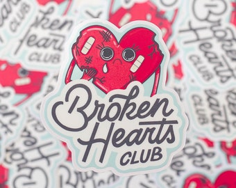 Broken Hearts Club: simpatico adesivo a forma di cuore per esprimere le proprie emozioni - adesivo impermeabile per bottiglie d'acqua, laptop e altro!