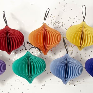 Colourful Ornaments | Set of 3, 6 or 9 | 28 colours available to Choose | Recyclable Ornament |  Paper Christmas Decor | Christmas Gift
