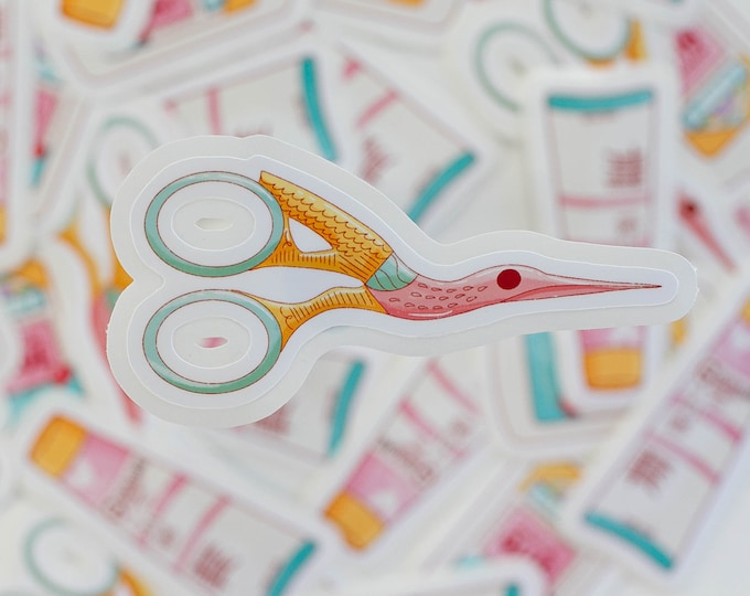 Embroidery Scissor - Cute Stickers | Waterproof Stickers - Laptop Stickers - Sticker for Water Bottles -Sketchbook Stickers - Craft Supplies