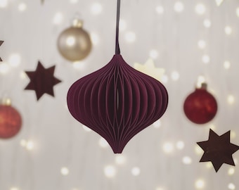 Set of 3, 6  or 9 Red Wine Christmas Ornaments | Ornamental Christmas Gift  | Paper Christmas Ornament  | Recyclable |