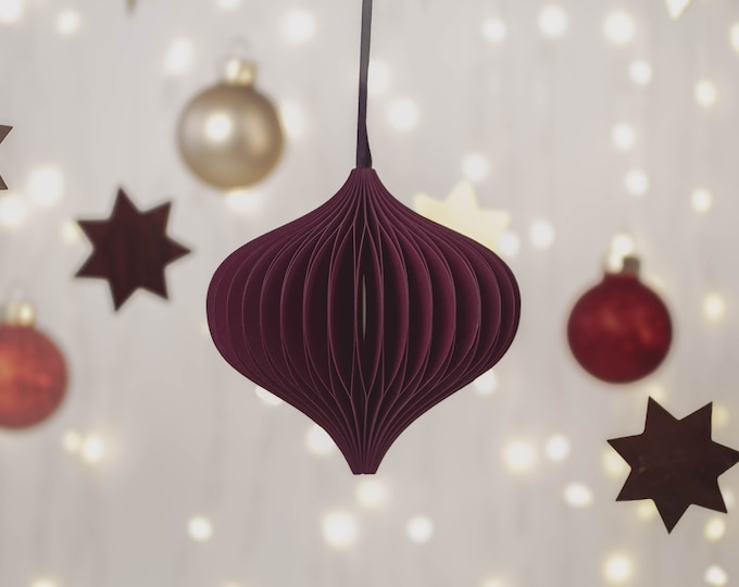 Set of 3, 6  or 9 Red Wine Christmas Ornaments | Ornamental Christmas Gift  | Paper Christmas Ornament  | Recyclable |