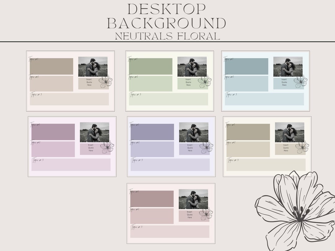 Organization Backround Organizational Desktop Background- Neutral Floral - Etsy
