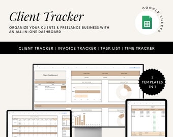 Kunden-Dashboard, Kundentracker, Google Sheets, Dashboard-Planer, Kunden-CRM, Income-Tracker, Arbeitszeittabelle, Aufgaben-Tracker, Aufgabenplaner