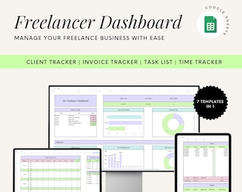 Freelance Dashboard, Freelance Planer, Business Plan, Small Business Dashboard, Klient Tracker, Klient crm, Freelance Income Tracker