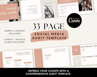 Social-Media-Audit-Vorlage | Social Media Präsentation | Canva und Google Template für Social Media-Manager, Freelancer & Marketer
