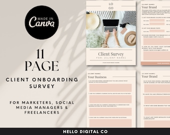 Neue Vorlage für Kundenumfragen | Kundenfragebogen | Canva Template | Business Template für Marketer, Freelancer & Social Media-Manager
