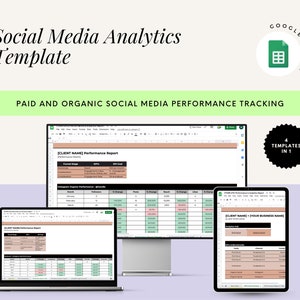 Social Media Analytics Report Template | Social Media Report | Social Media Performance Report | Analytics Spreadsheet | Marketing Report