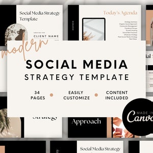 Social Media Strategy Template | Modern | Social Media Manager Templates | Templates for Social Media Managers