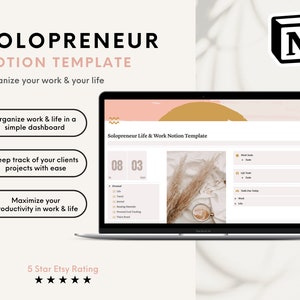 Notion Template | Notion Planner | Notion Template Life Planner | Notion Dashboard for Freelancers | Notion Business Template