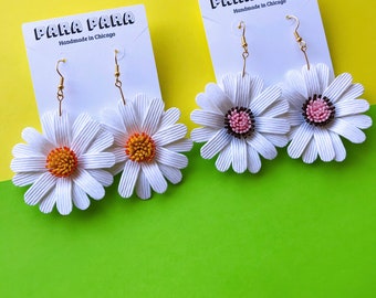Daisy Big Earrings/ Flower Earrings/ Handmade paper flower earrings