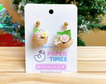Flower Pot Paper Earrings Handmade