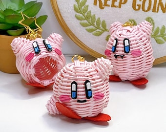 Kirby flying mouth open handmade paper toy keychain
