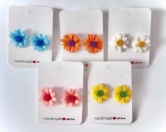 Handmade Paper Flower Stud Earrings – Lightweight Floral Earrings – Gift for Her – Spring Summer Jewelry – Colorful Paper Earrings