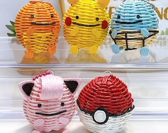 Ditto Pikachu handmade paper toy keychain