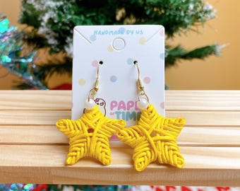 Christmas Star with Pearl Earrings Handmade Paperart