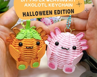 Axolotl Halloween paper weaving DIY kit handmade paper toy keychain