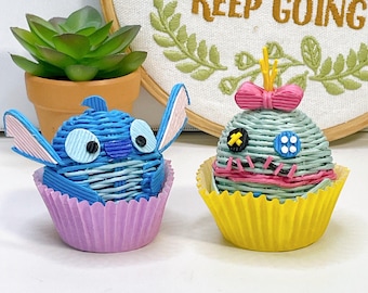 Stitch/ Scrump/ Lilo&Stitch mini cupcake handmade paper toy keychain