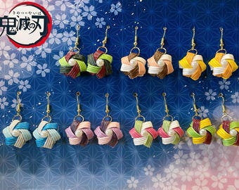 Demon Slayer Inspired Paper Earrings with Pearl Handmade Lightweight Dangle Jewelry