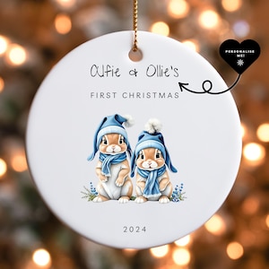 Baby Twin Boys Christmas Ornament | Custom Name Twins First Christmas Bauble | New Parents Xmas Personalised Gift | Custom Name Ornament