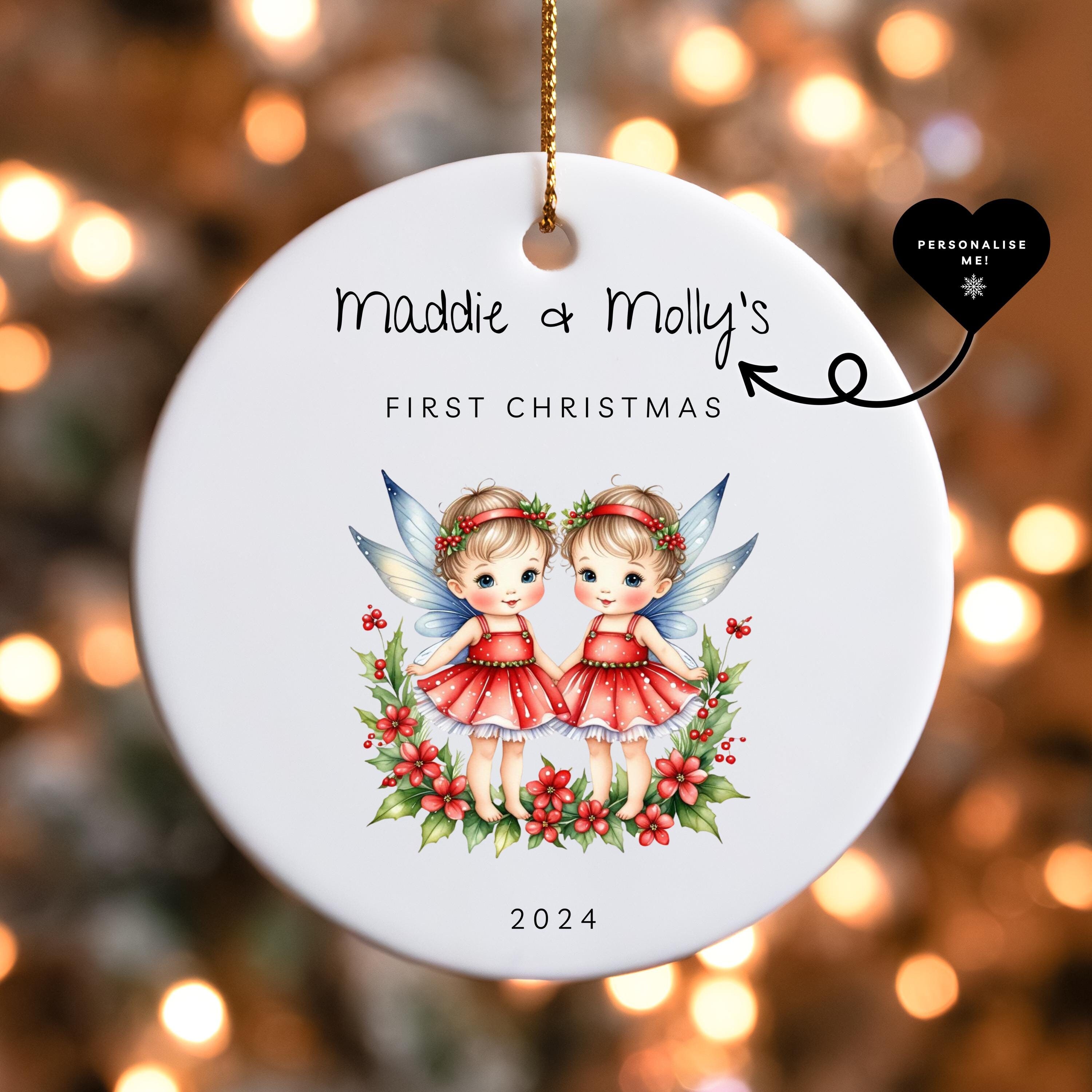 Baby Twin Girl| Boy Christmas Ornament | Custom Name Twins First