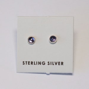 Amethyst Stud Earrings Dainty Stud Sterling Silver Handmade For Her Made in USA image 1