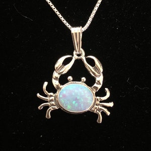 Crab pendant /opal crab jewelry /handmade jewelry /Sterling silver /oceanography jewelry/ crab pendants/ pendants