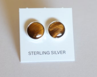 Tiger Eye Post Earrings | Sterling Silver | Tiger Eye Stud Earrings | Dainty Studs | Post earrings