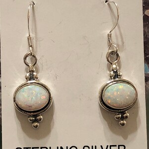 Silver opal earrings /dangle earring/ fire opal jewelry/ opal dangle earrings/ stunning fire opal jewelry/ simple opal earrings/ Made in USA