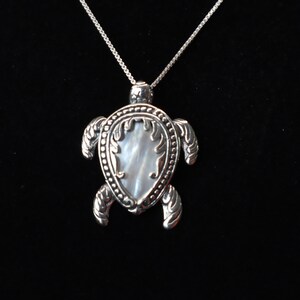 Mother of Pearl Turtle Pendant Necklace | Sterling Silver | Gift Idea | Stunning | Pendant Necklace | MOP | Oceanography | Turtle Jewelry