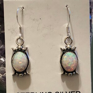 White opal earrings/ dangle earrings /fire opal jewelry/ handmade jewelry/simple jewelry/ stunning design/ opal jewelry/ Made in USA