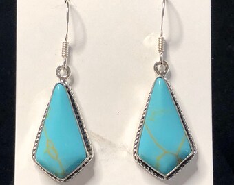 Turquoise kite- tie earrings /dangle earrings /turquoise  jewelry design /sterling silver /turquoise earrings/ stunning jewelry/ Made in USA