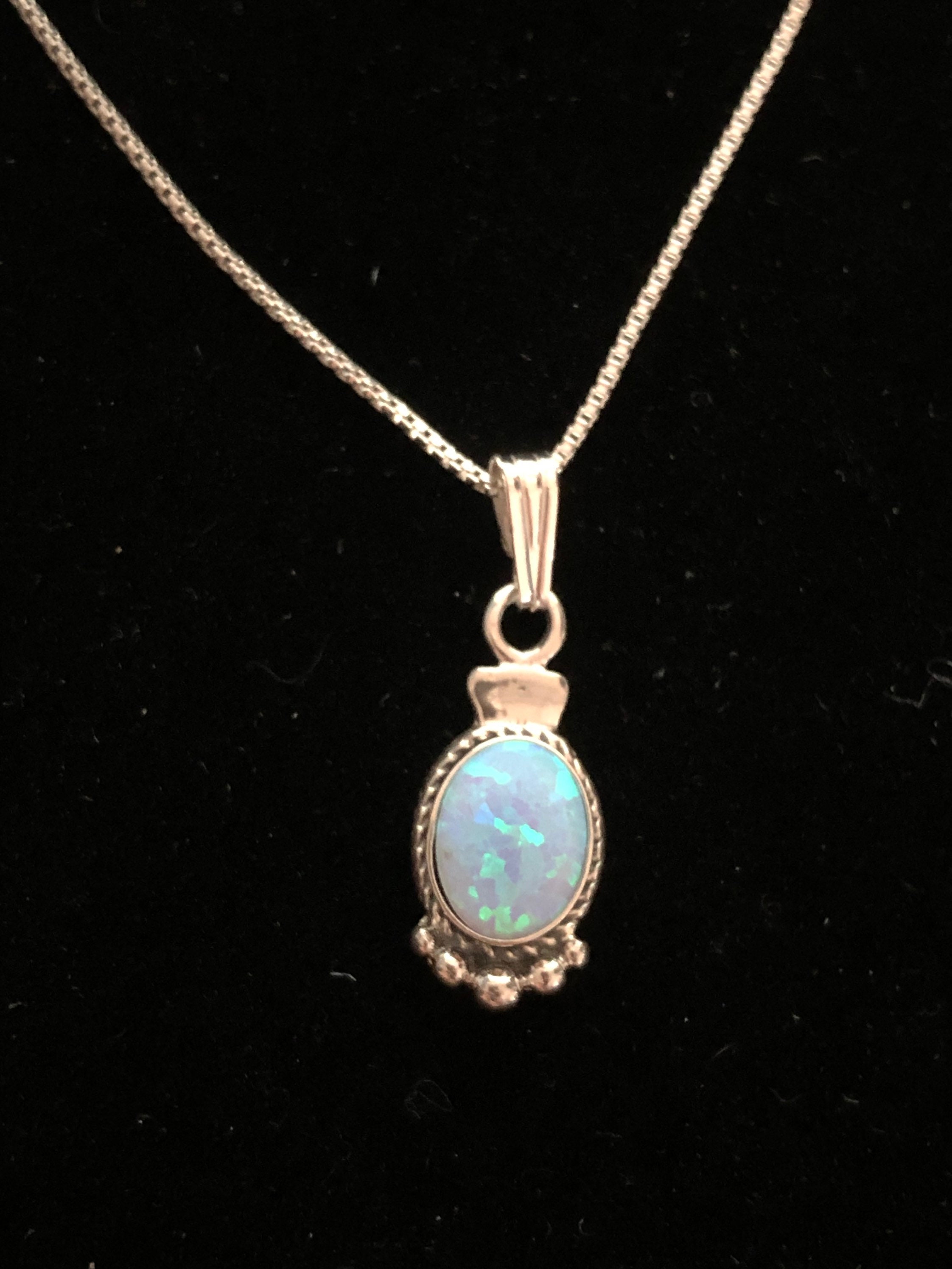 Blue opal pendant necklace /opal pendant jewelry /handmade | Etsy