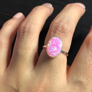 Pink opal ring/.925 sterling silver jewelry/ handmade/ dainty opal ring/ opal jewelry/ pink opal/ simple opal jewelry/ Made in USA