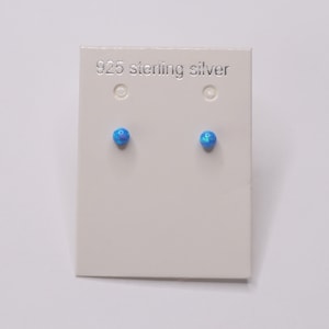 Blue Opal Sphere Post Earrings | Stud Earrings | Dainty Studs | Sterling Silver