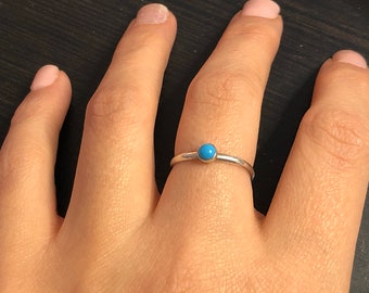 Dainty blue turquoise stackable ring/sterling silver jewelry/ handmade jewelry/ stackable rings/ knuckle rings/ dainty jewelry/ Made in USA