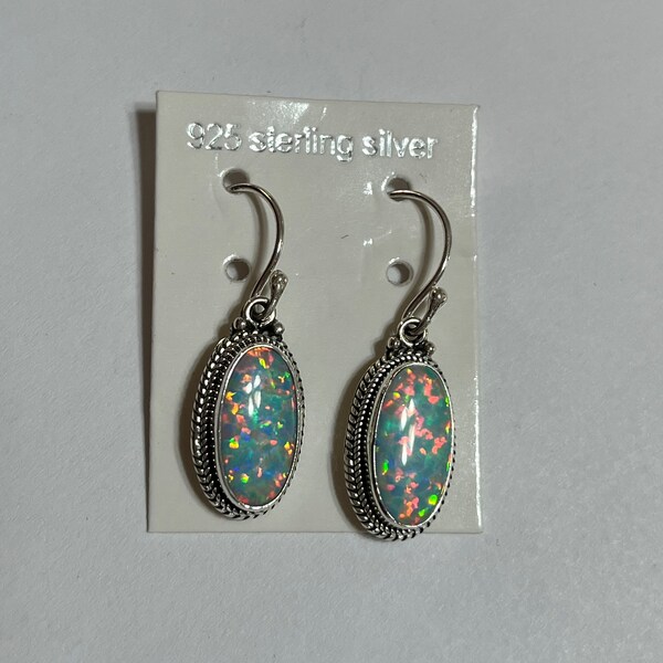 White Opal Dangle Earrings | Dangle Earrings | Handmade | Sterling Silver | Gift for Her | Bridal | Valentines Day | Mother’s Day